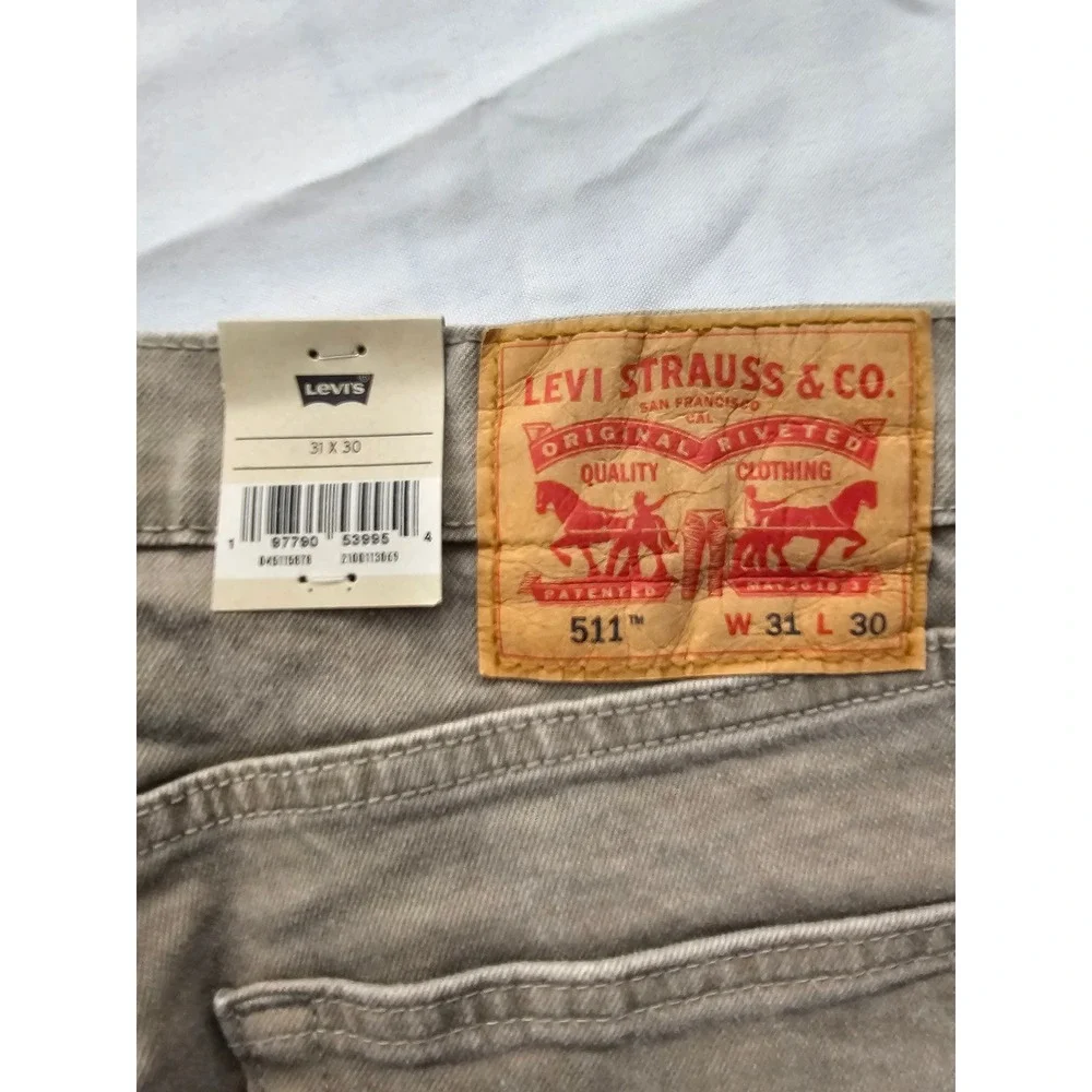Levi's Mens 511 Slim Jeans Tan Cotton Blend Stretch Size 31x30